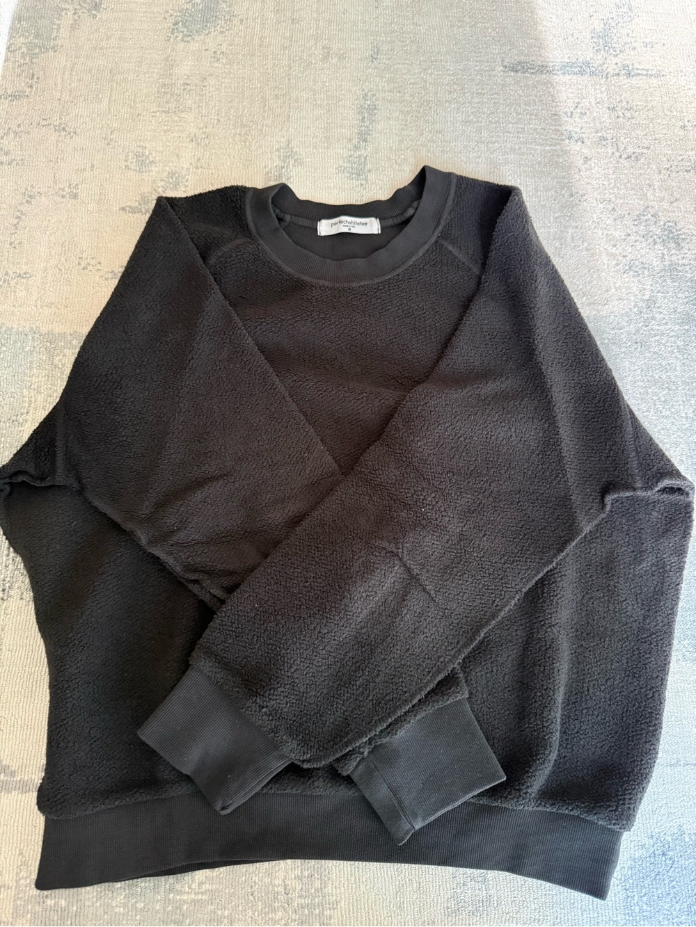 perfectwhitetee Charcoal Ziggy reverse fleece crew neck sweatshirt - Picture 6 of 9